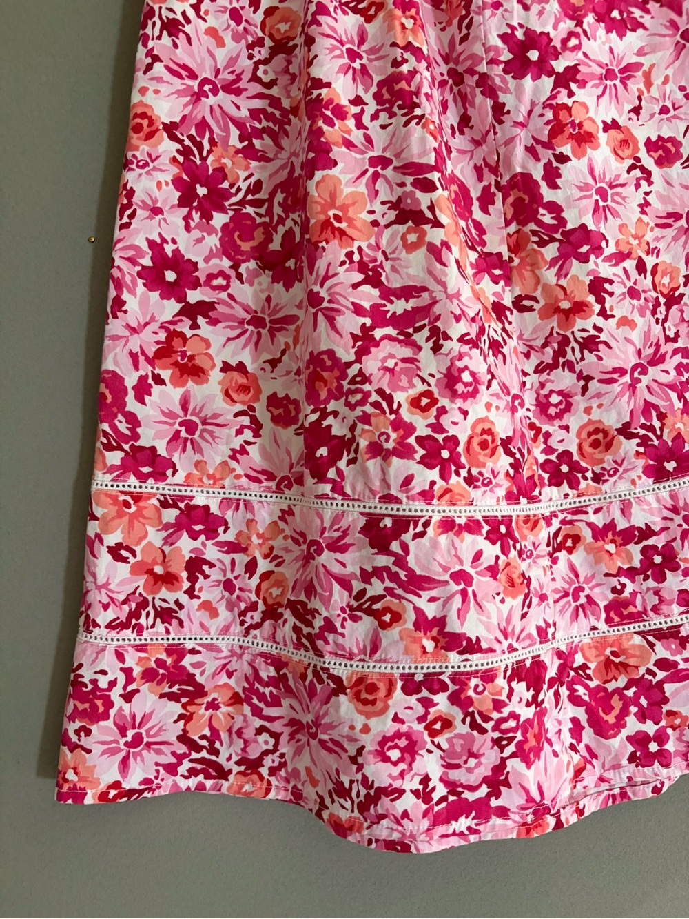 St. John's Bay Skirt Cotton A-Line Pink Floral Knee Length Y2K VTG Garden Midi - Picture 2 of 11